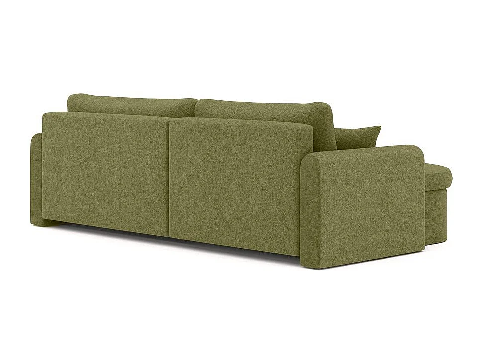 Canapé d'angle reversible convertible 4 places VERA en tissu bouclette - Vert kaki