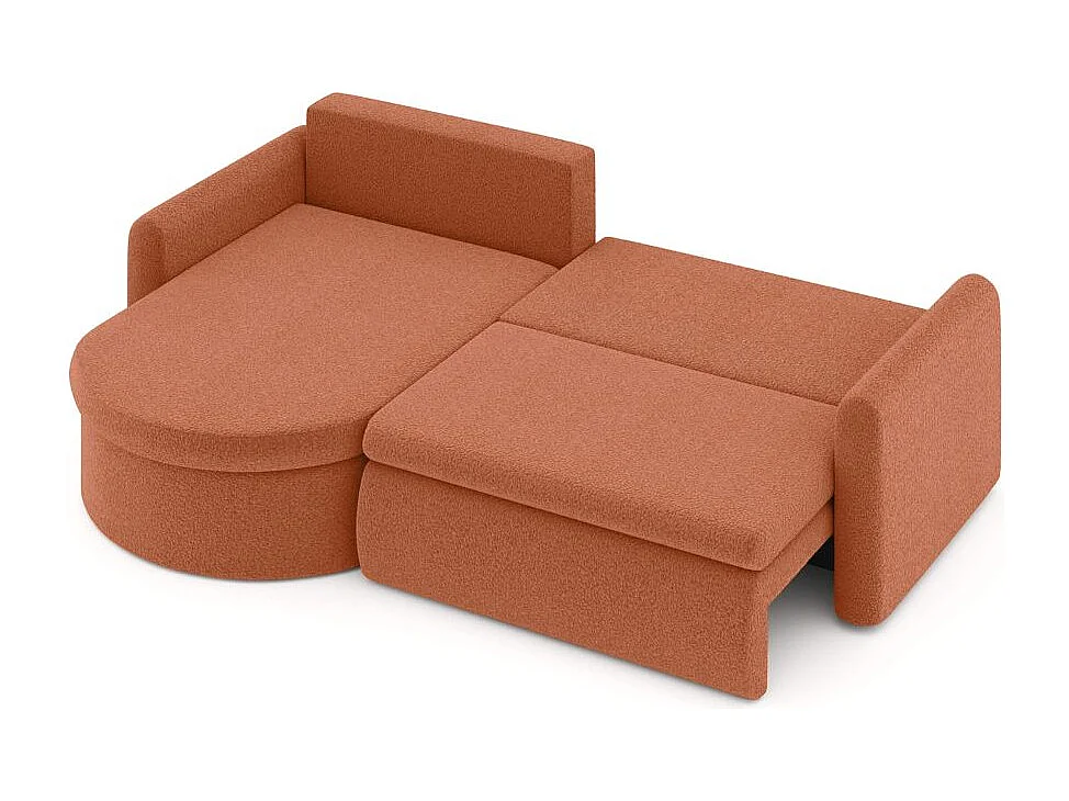 Canapé d'angle reversible convertible 4 places VERA en tissu bouclette - Terracotta