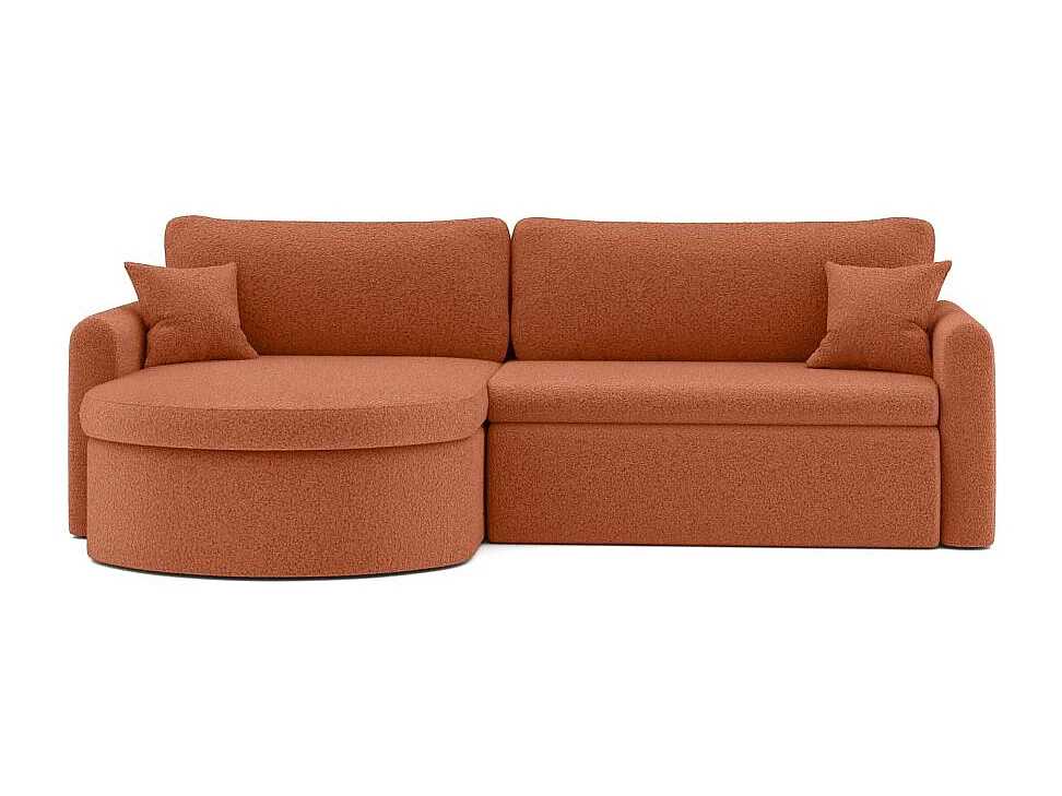 Canapé d'angle reversible convertible 4 places VERA en tissu bouclette - Terracotta
