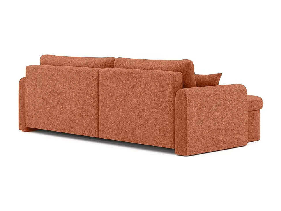 Canapé d'angle reversible convertible 4 places VERA en tissu bouclette - Terracotta
