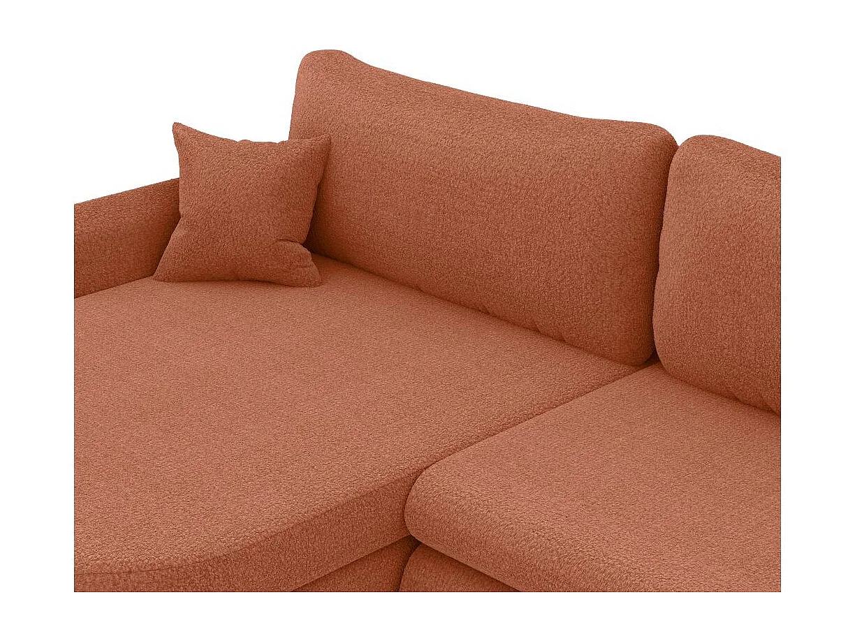 Canapé d'angle reversible convertible 4 places VERA en tissu bouclette - Terracotta