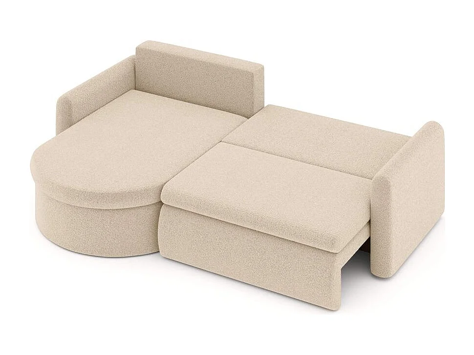 Canapé d'angle reversible convertible 4 places VERA en tissu bouclette - Beige