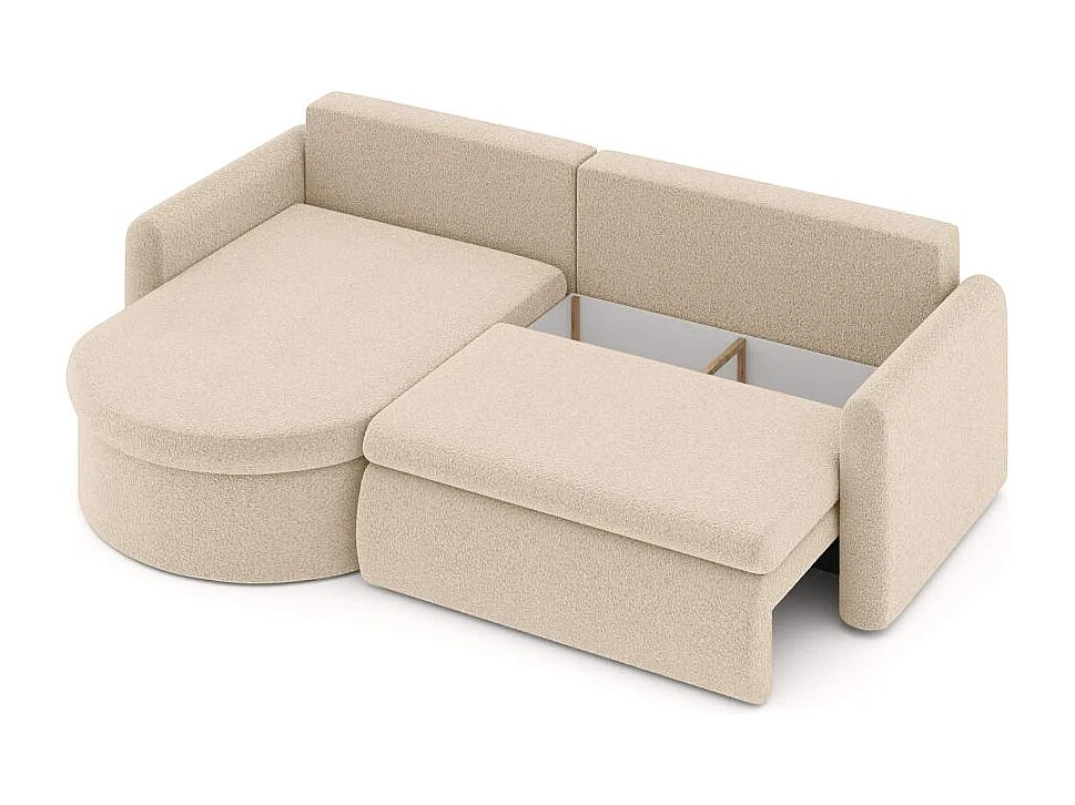 Canapé d'angle reversible convertible 4 places VERA en tissu bouclette - Beige
