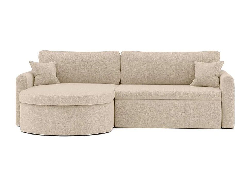 Canapé d'angle reversible convertible 4 places VERA en tissu bouclette - Beige