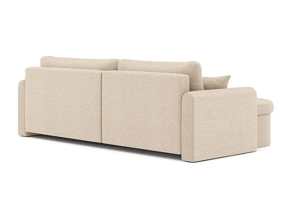 Canapé d'angle reversible convertible 4 places VERA en tissu bouclette - Beige