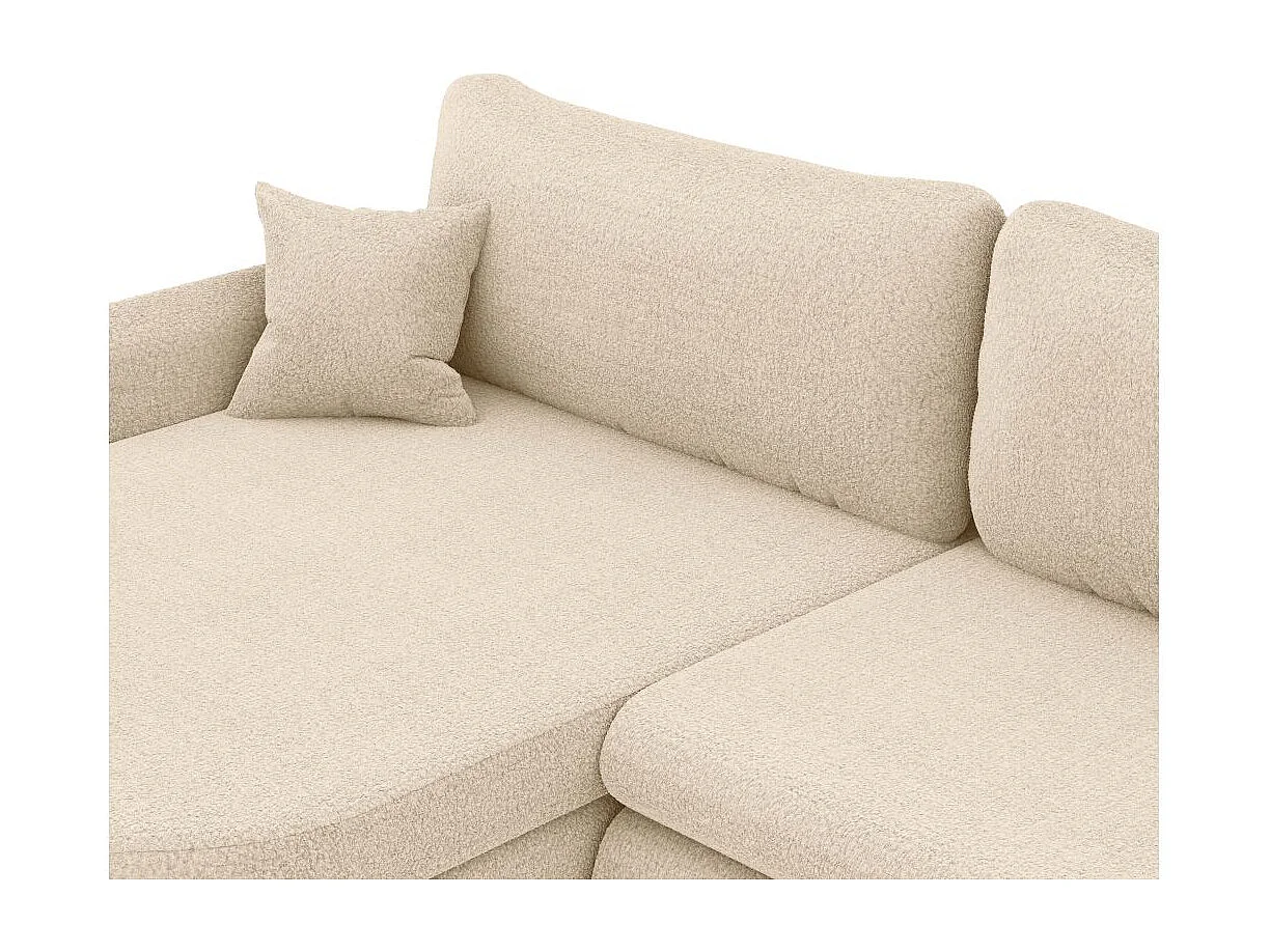 Canapé d'angle reversible convertible 4 places VERA en tissu bouclette - Beige