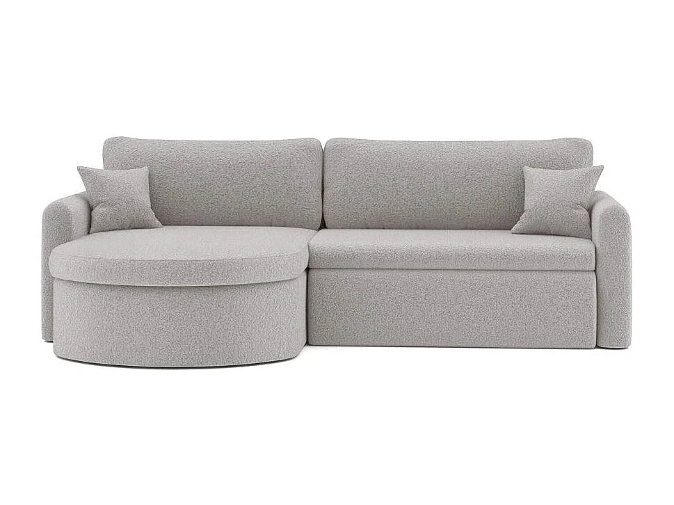 Canapé d'angle reversible convertible 4 places VERA en tissu bouclette - Gris clair