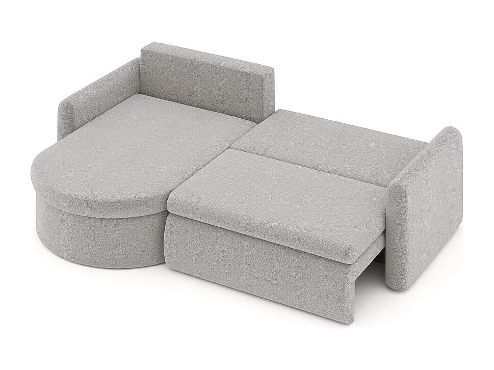 Canapé d'angle reversible convertible 4 places VERA en tissu bouclette - Gris clair