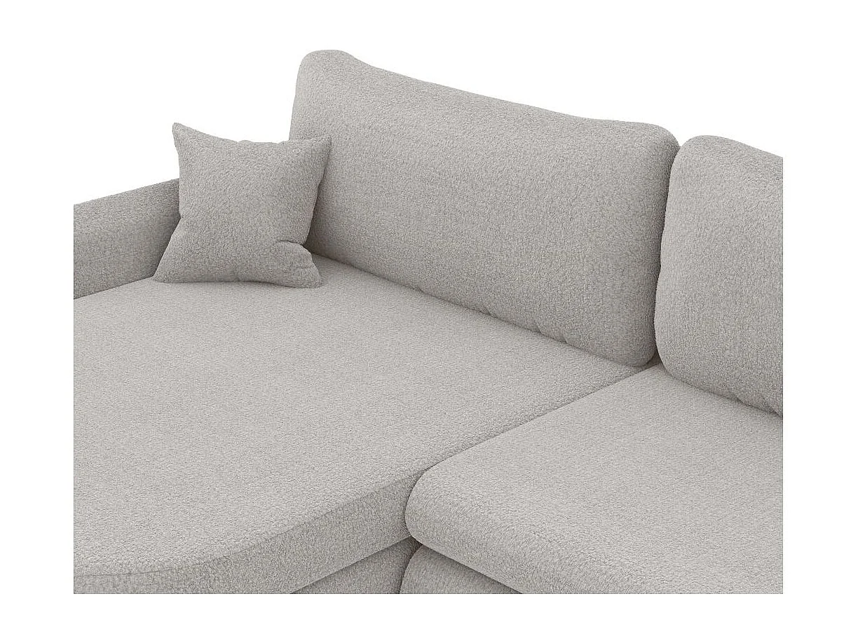 Canapé d'angle reversible convertible 4 places VERA en tissu bouclette - Gris clair