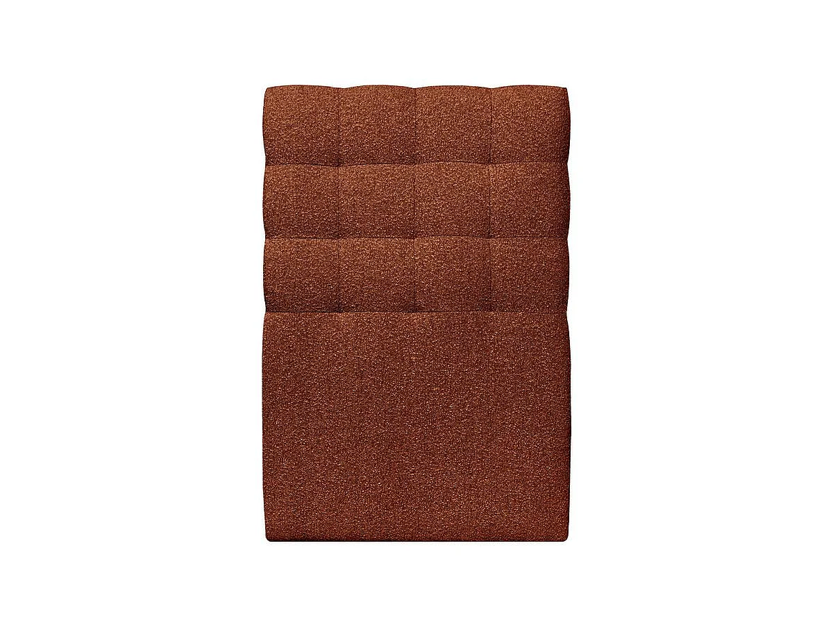 Lit 90x200cm avec tête de lit capitonnée bouclette et sommier tapissier terracotta - Hauteur totale : 35cm