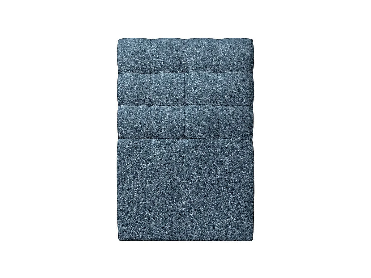 Lit 90x200cm avec tête de lit capitonnée bouclette et sommier tapissier Bleu - Hauteur totale : 35cm