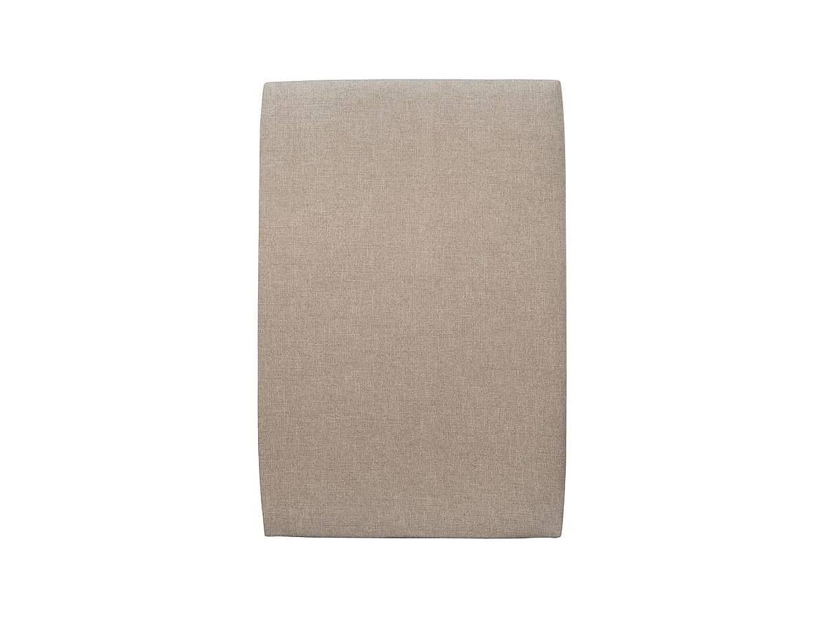 Lit 90x200cm avec tête de lit tapissier tissu et sommier tapissier beige brun - Hauteur totale : 35cm