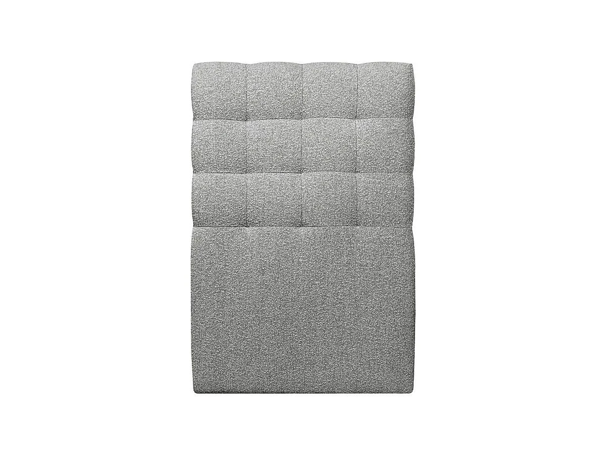 Lit 90x200cm avec tête de lit capitonnée bouclette et sommier tapissier gris - Hauteur totale : 35cm