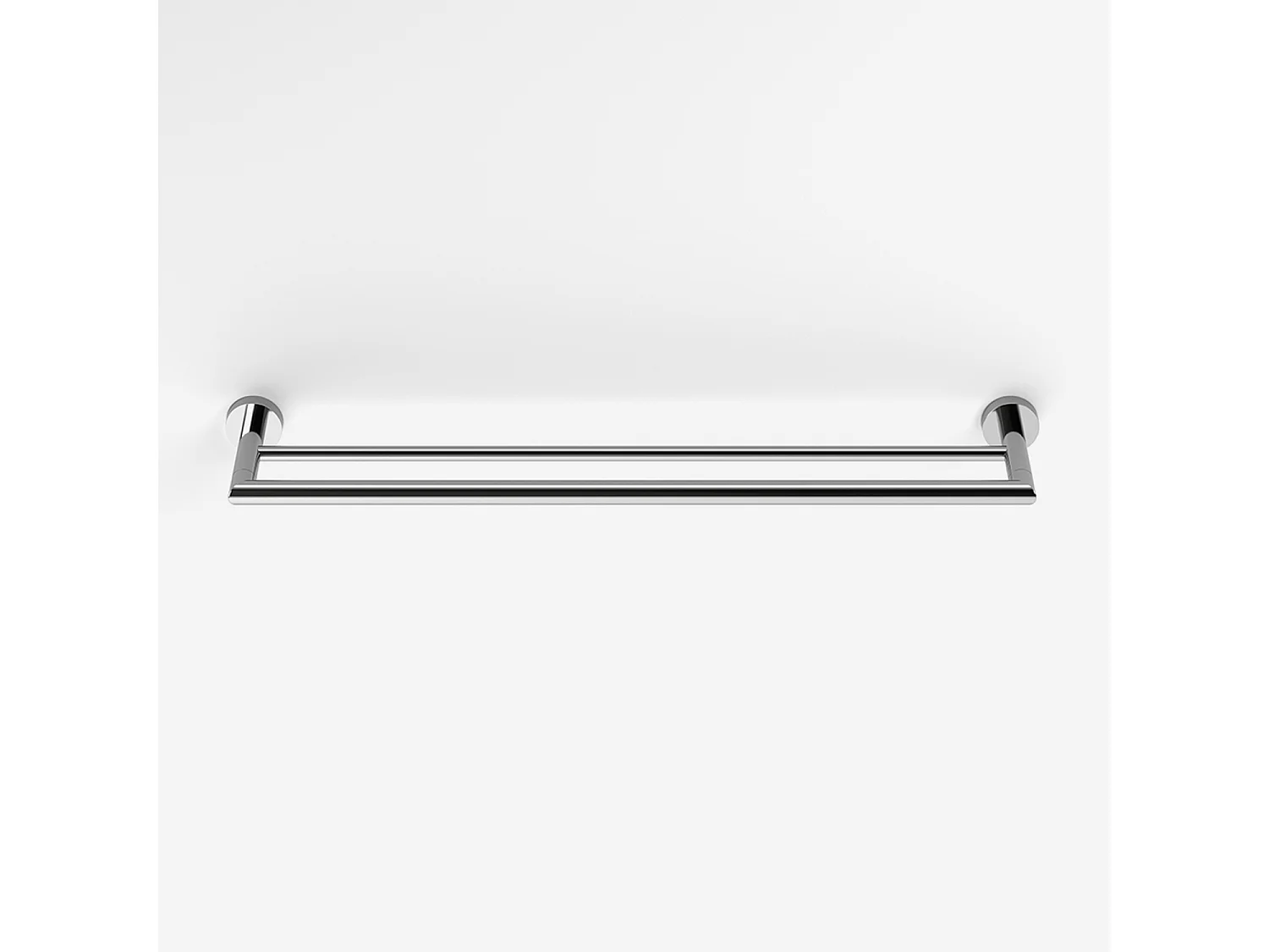 Porte-serviette mural double Hôtel, en inox et embases laiton, à fixer - BATHBAZAAR