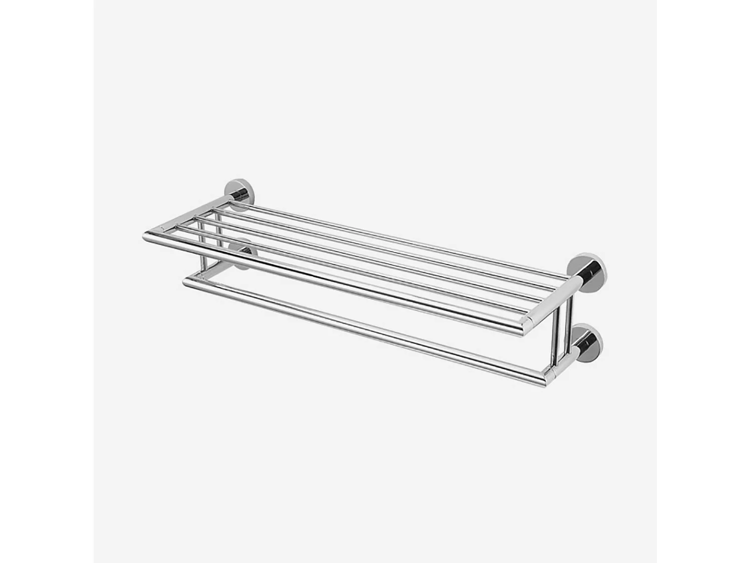 Etagère d'hôte et porte-erviette inox brillant 64,5 cm - Hôtel