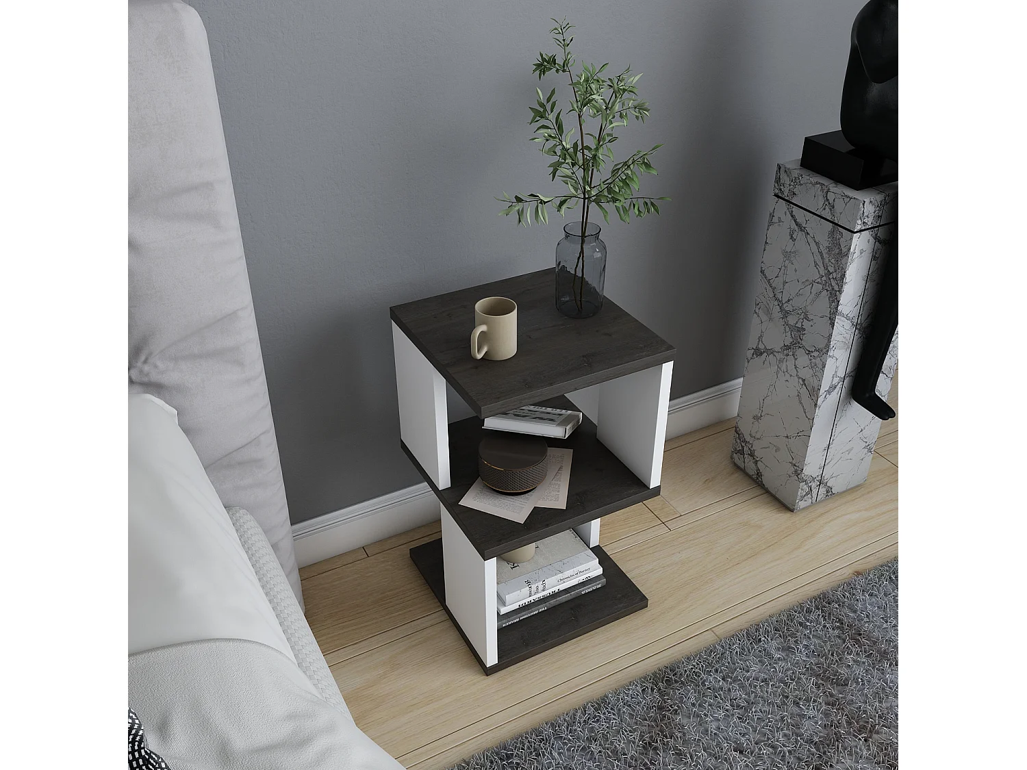 Table de chevet Carter - etagères ouvertes - table d'appoint