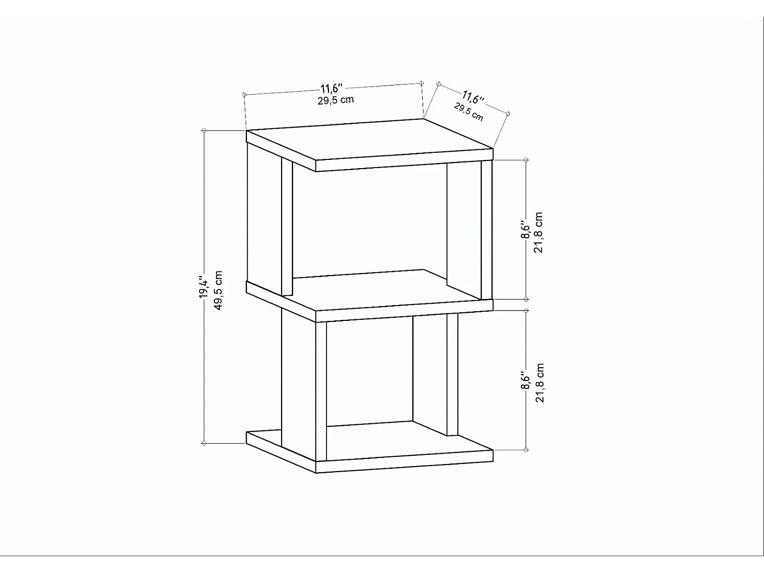 Table de chevet Carter - etagères ouvertes - table d'appoint