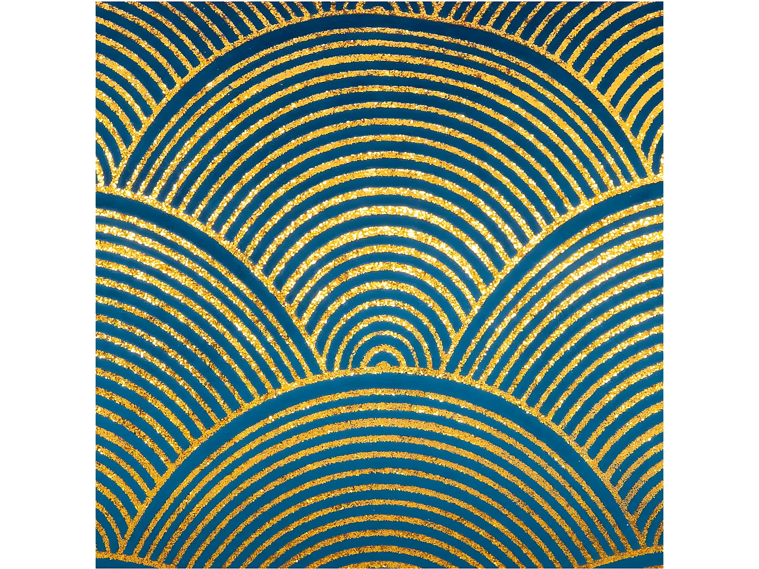 Coussin déhoussable Velours Bleu Motif Or brillant et Pompons 40 x 40 cm