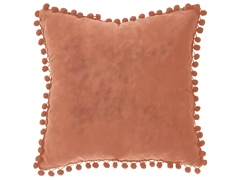 Coussin déhoussable avec Pompons Terracotta 40 x 40 cm