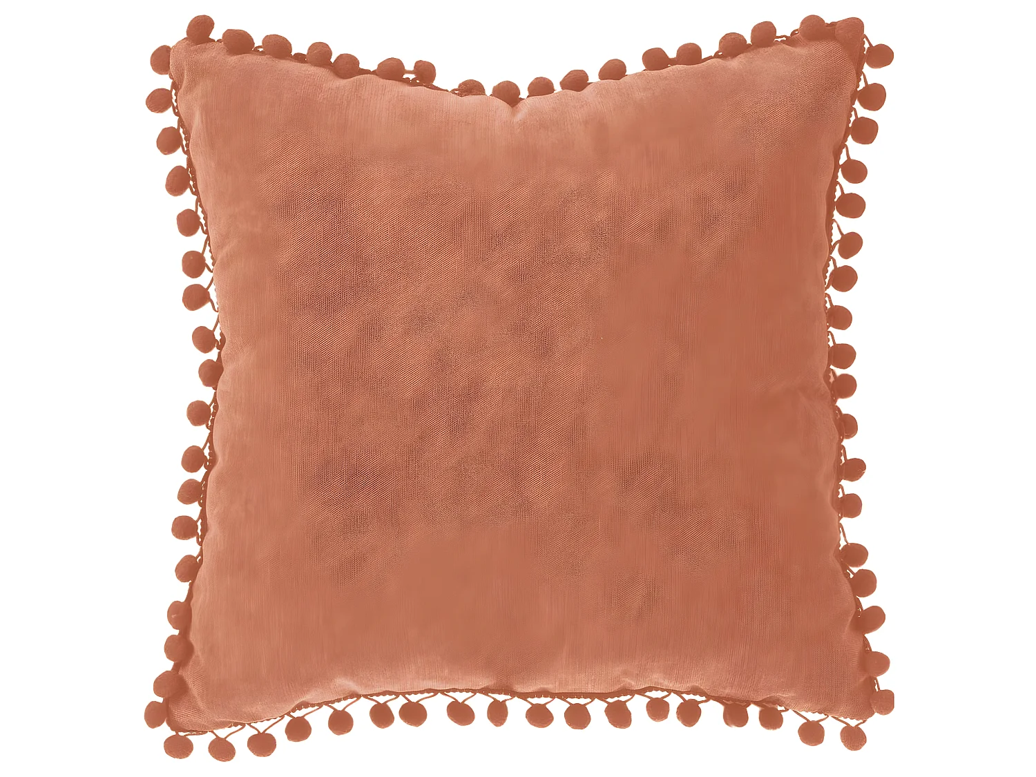 Coussin déhoussable avec Pompons Terracotta 40 x 40 cm