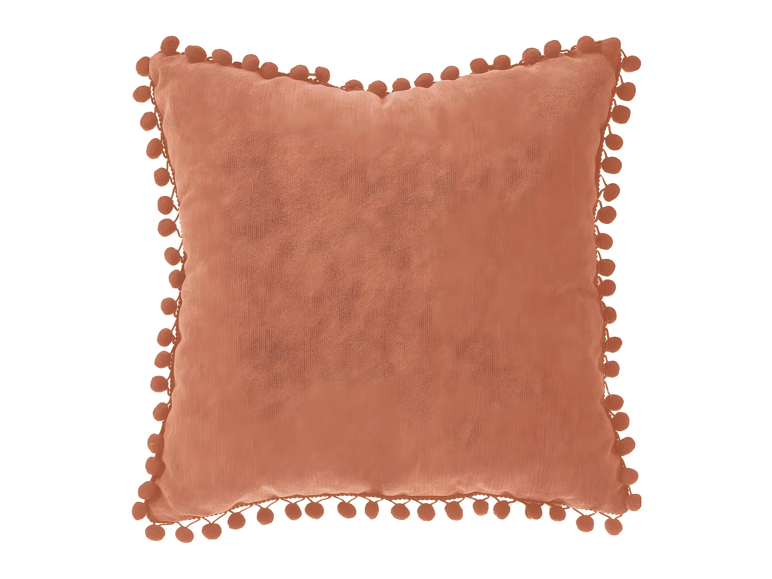 Coussin déhoussable avec Pompons Terracotta 40 x 40 cm