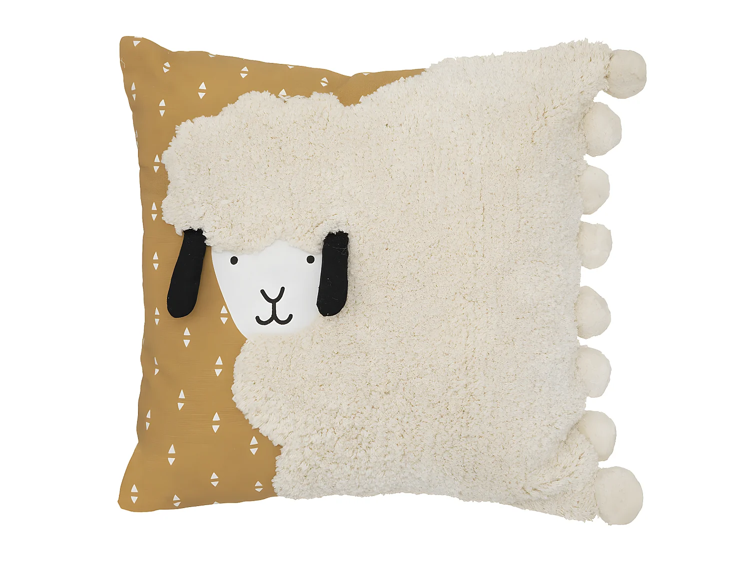 Coussin Mouton en Coton avec pompons 40 x 40 cm