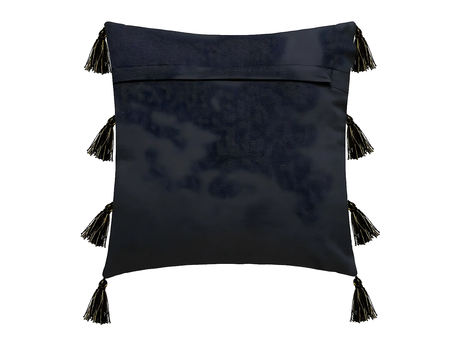 Housse de Coussin Noir & Or Brillant  avec Pompons 40 x 40 cm