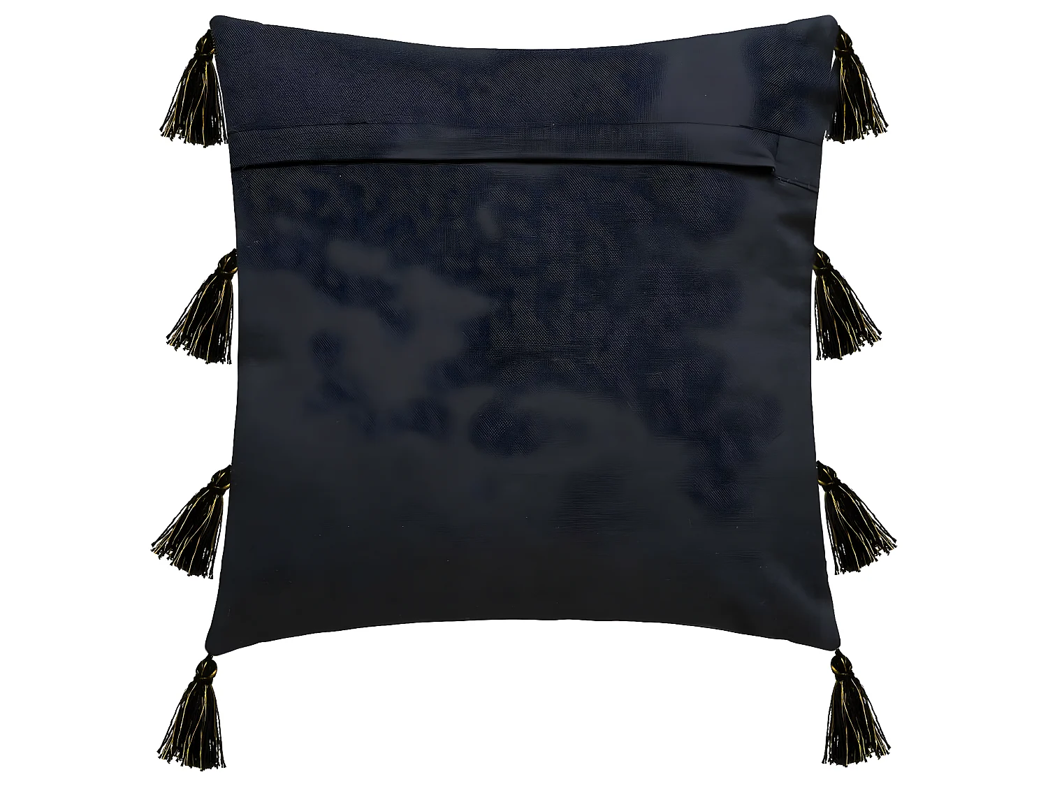 Housse de Coussin Noir & Or Brillant  avec Pompons 40 x 40 cm