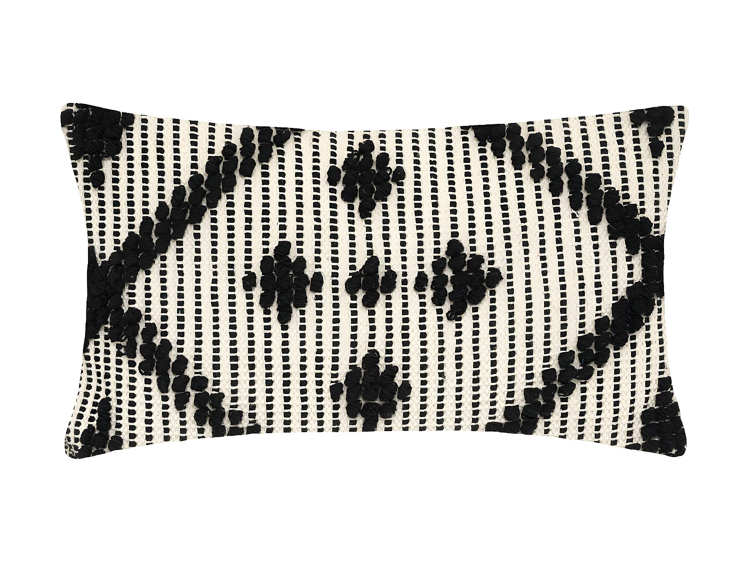 Coussin déhoussable en Coton Noir et Blanc  motif en relief 38 x 58 cm