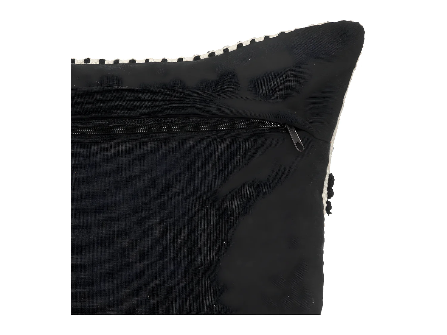 Coussin déhoussable en Coton Noir et Blanc  motif en relief 38 x 58 cm