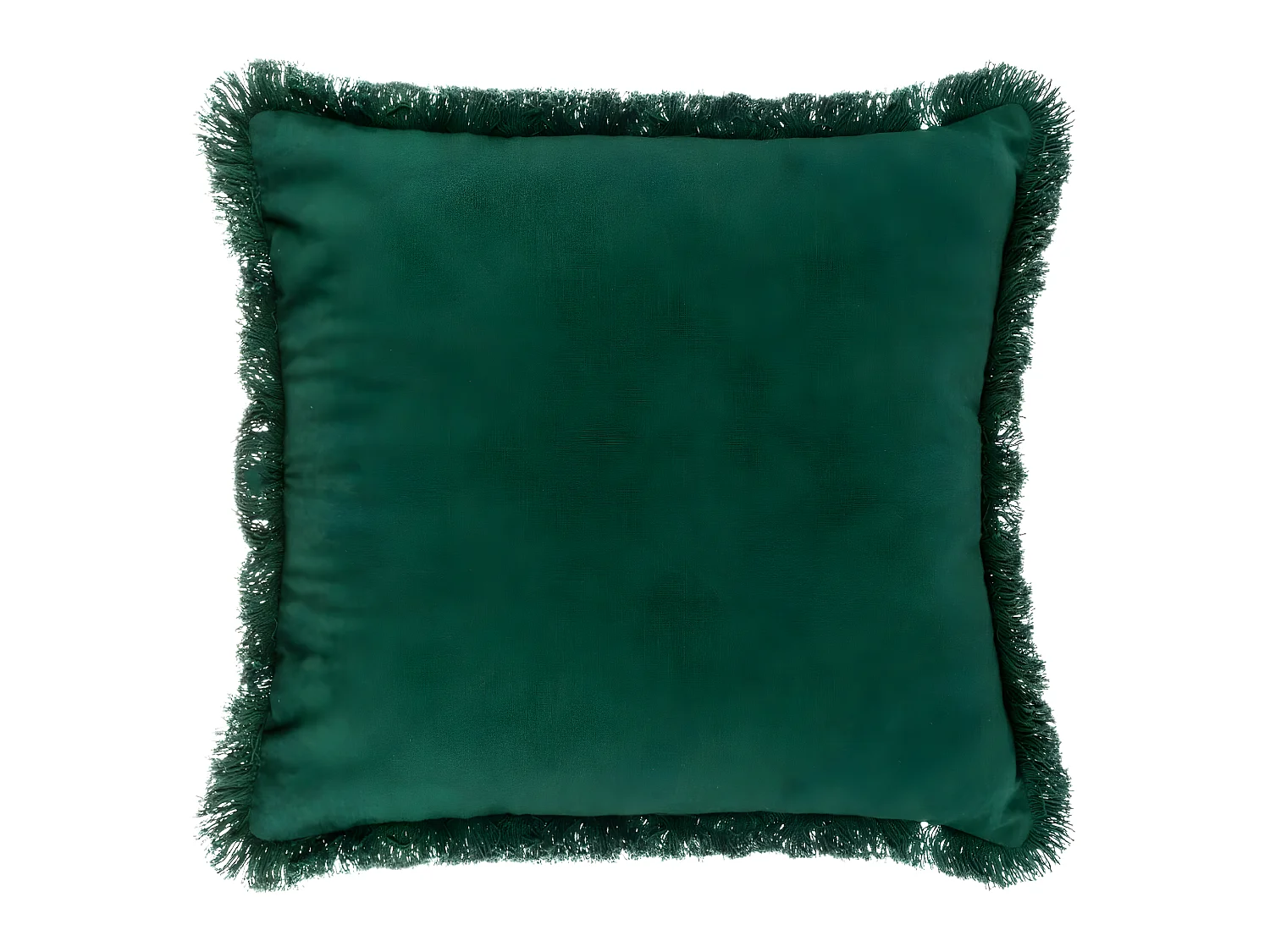Housse de Coussin Brodée Jungle vert avec franges 40 x 40 cm