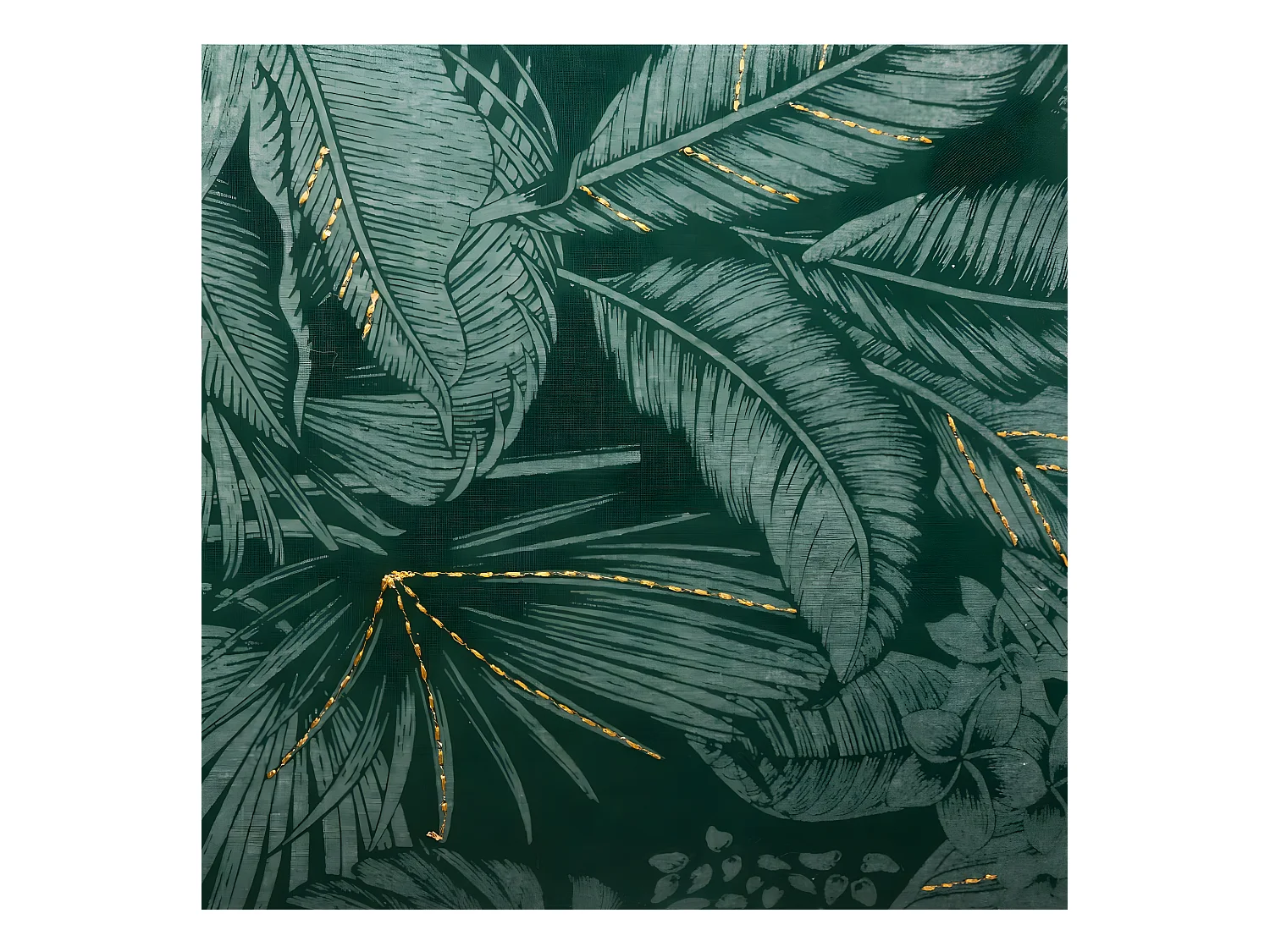Housse de Coussin Brodée Jungle vert avec franges 40 x 40 cm