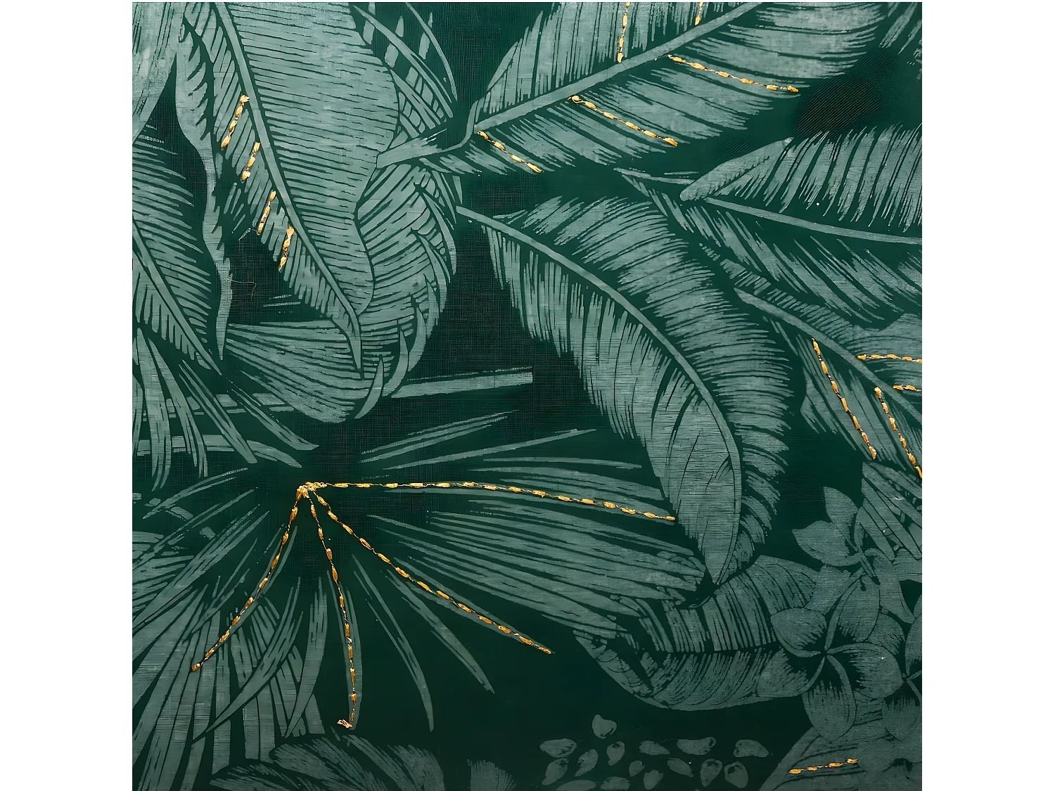 Housse de Coussin Brodée Jungle vert avec franges 40 x 40 cm