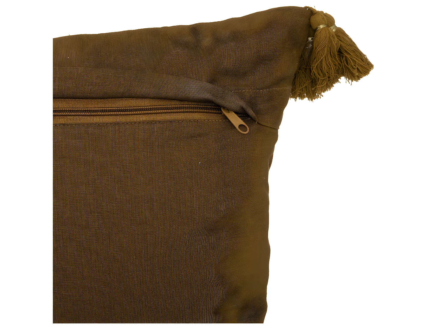 Coussin déhoussable en Coton mordoré motifs brodés avec pompons 40 x 40 cm