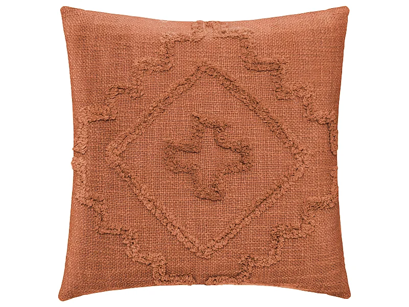 Coussin déhoussable Inca en Coton Tufté Terracotta 40 x 40 cm