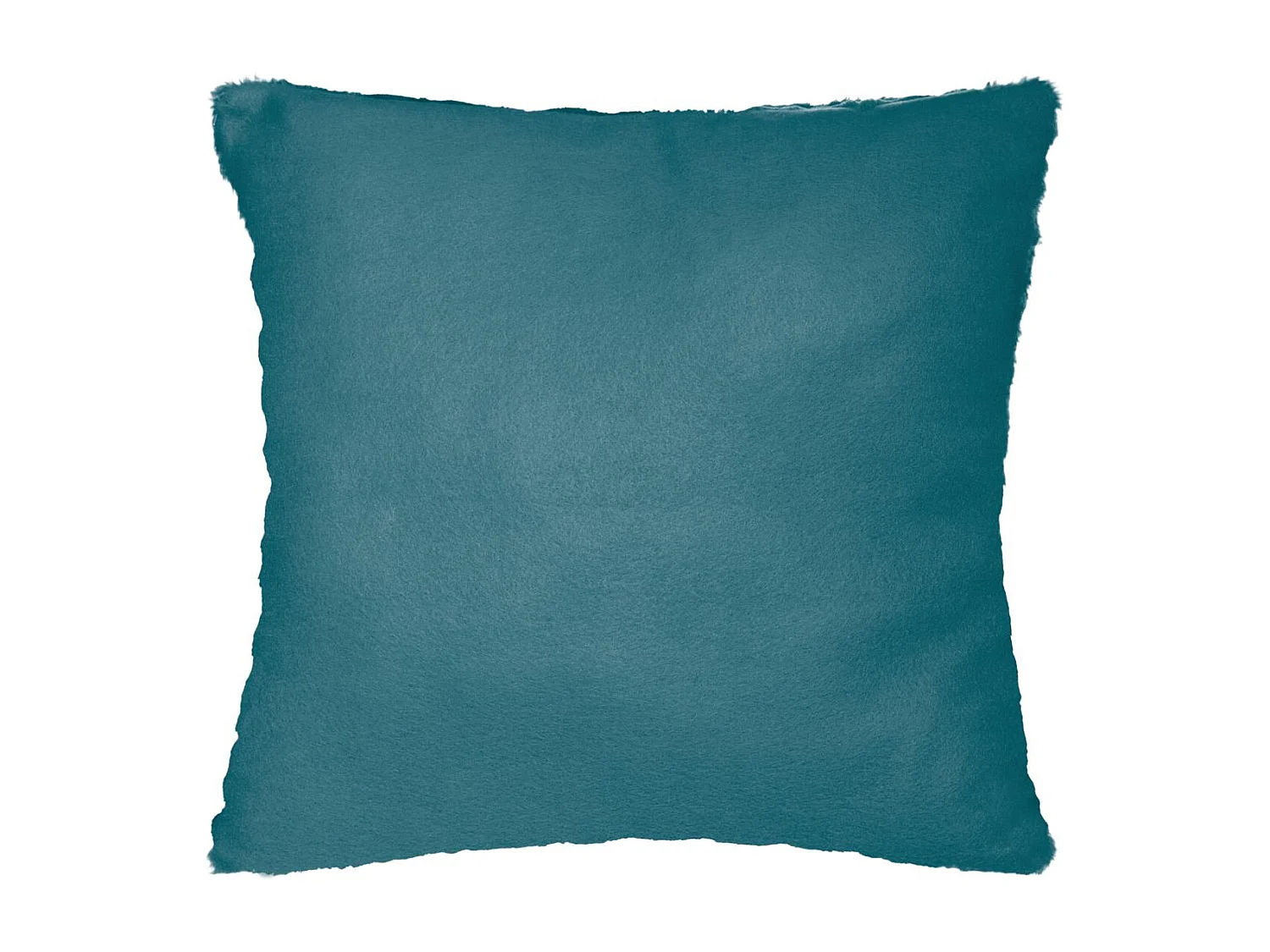 Coussin déhoussable Bleu Canard en Fourrure motif en relief  45 x 45 cm