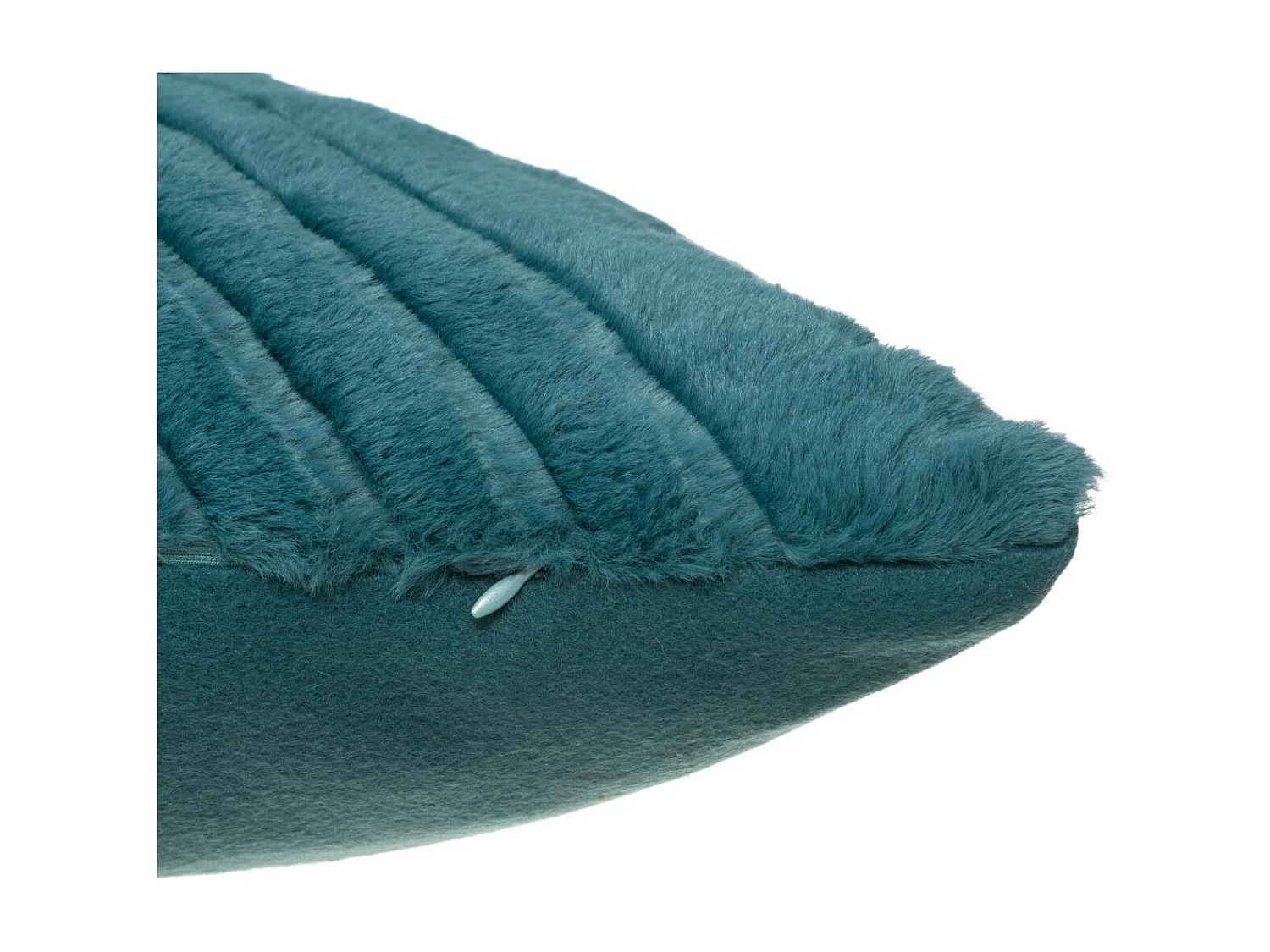 Coussin déhoussable Bleu Canard en Fourrure motif en relief  45 x 45 cm