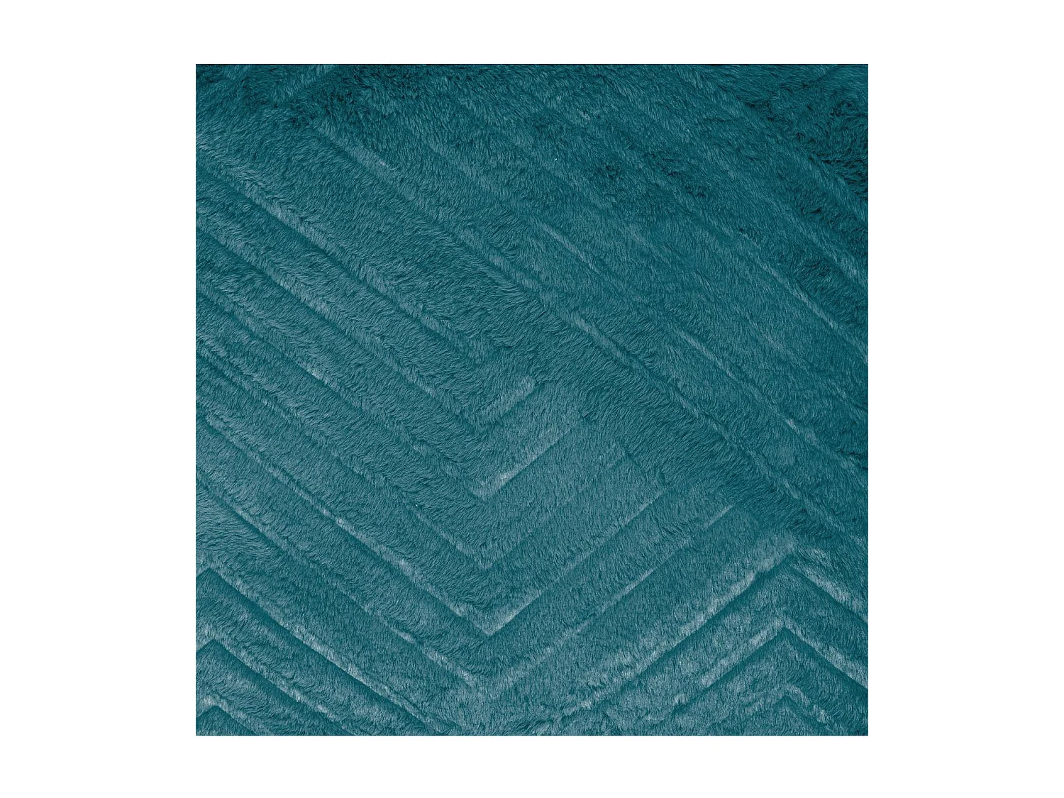 Coussin déhoussable Bleu Canard en Fourrure motif en relief  45 x 45 cm