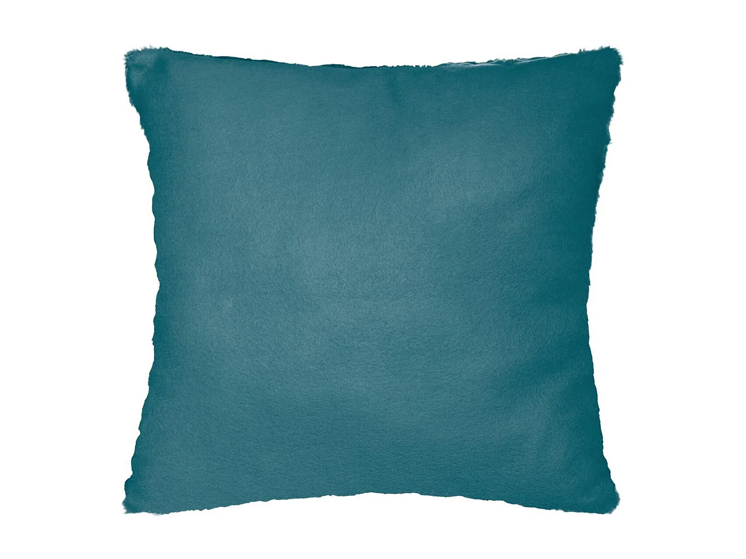 Coussin déhoussable Bleu Canard en Fourrure motif en relief  45 x 45 cm