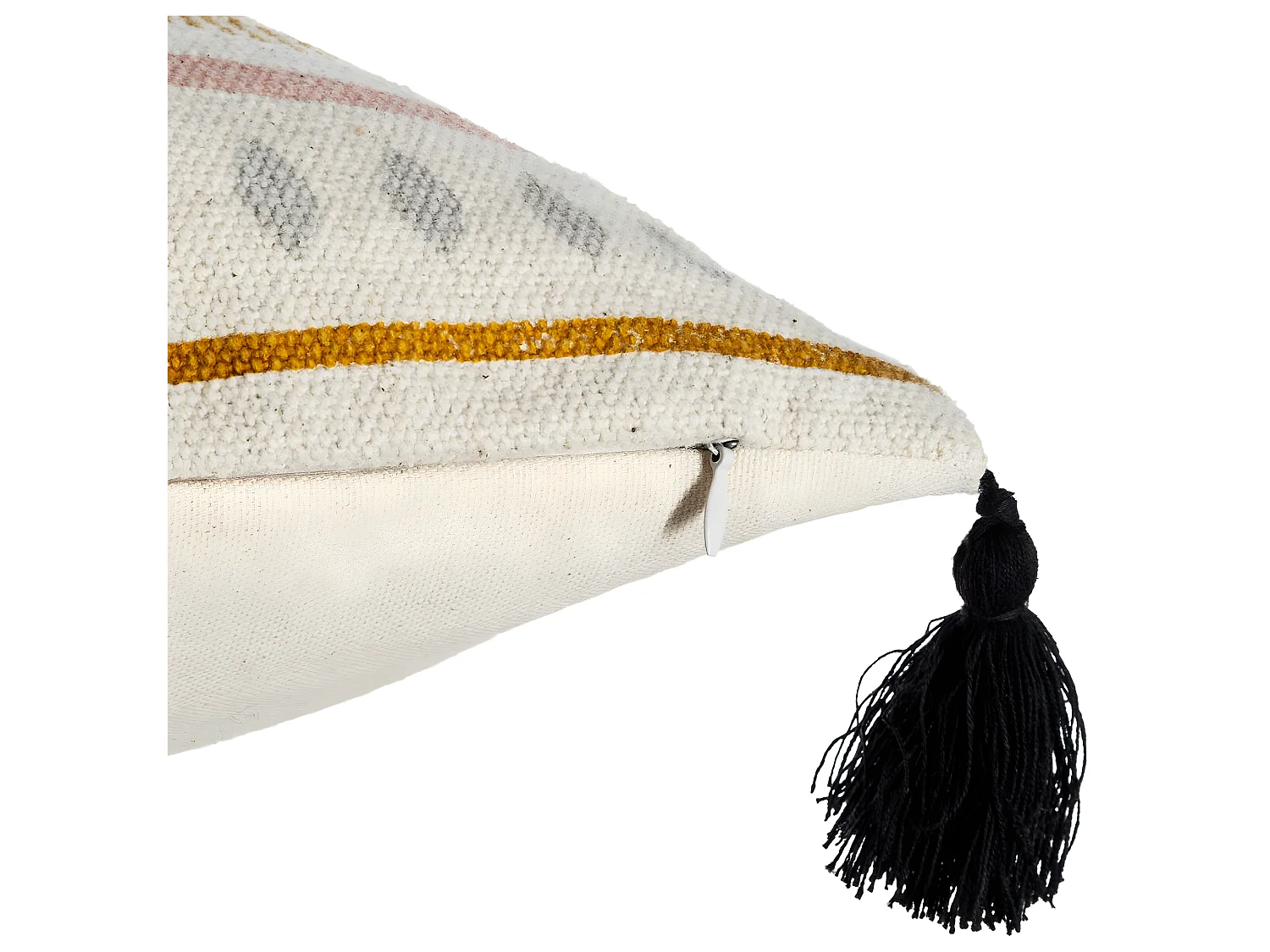 Housse de Coussin Rayures perles et Pompons 40 x 40 cm