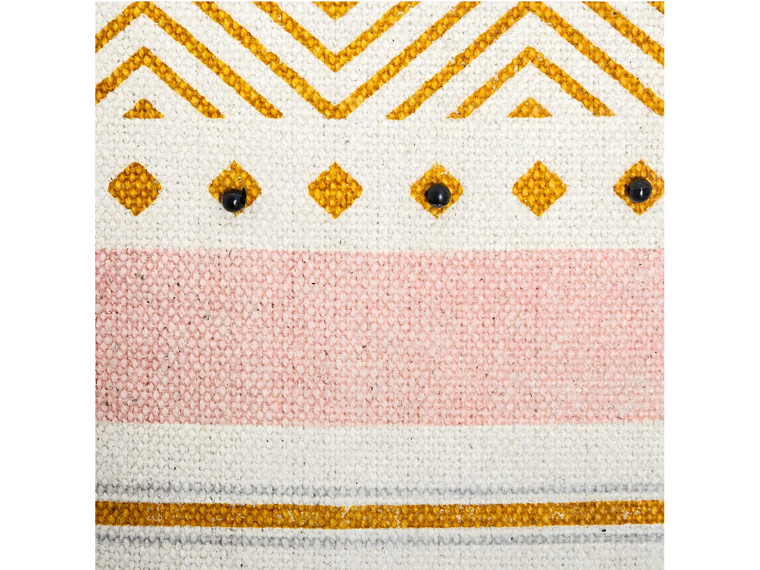 Housse de Coussin Rayures perles et Pompons 40 x 40 cm