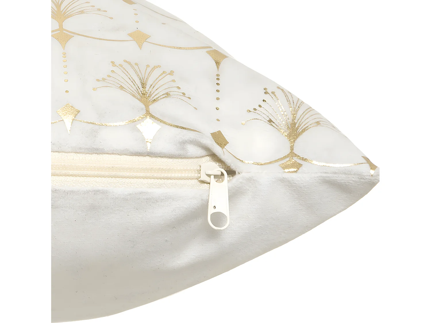 Coussin déhoussable velours Ivoire et Or 40 x 40 cm
