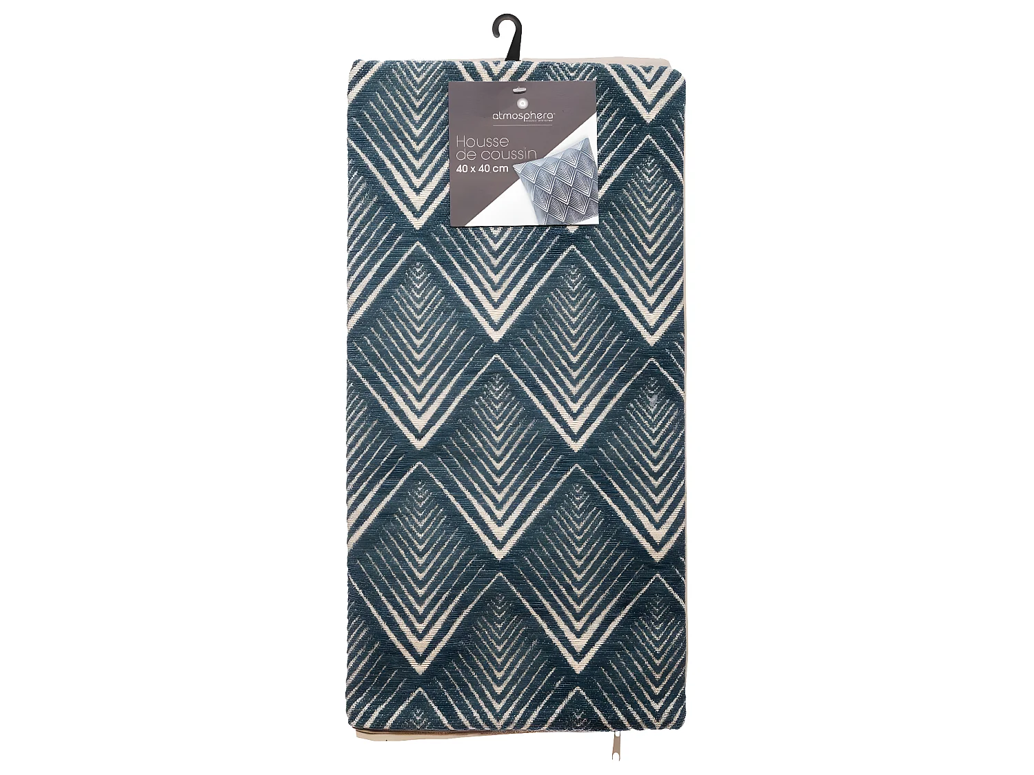 Housse de Coussin chenille Géométrique Bleu 40 x 40 cm