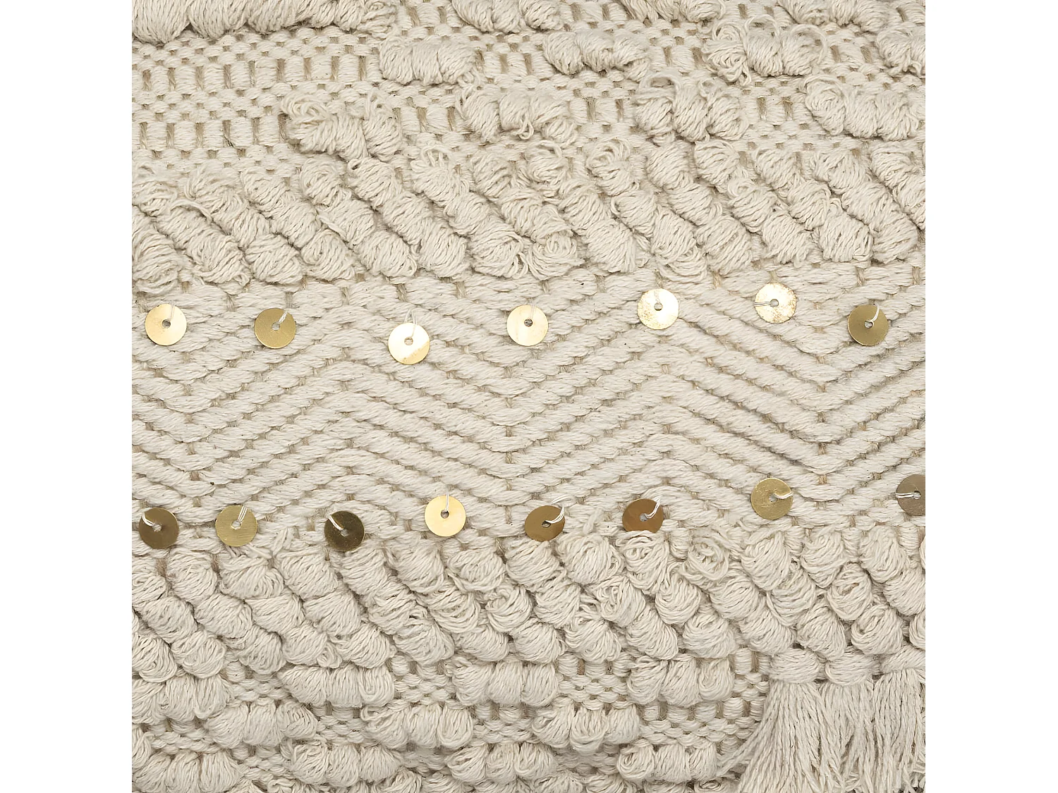 Coussin déhoussable en Coton et Jute motif en relief avec sequins 30 x 50 cm