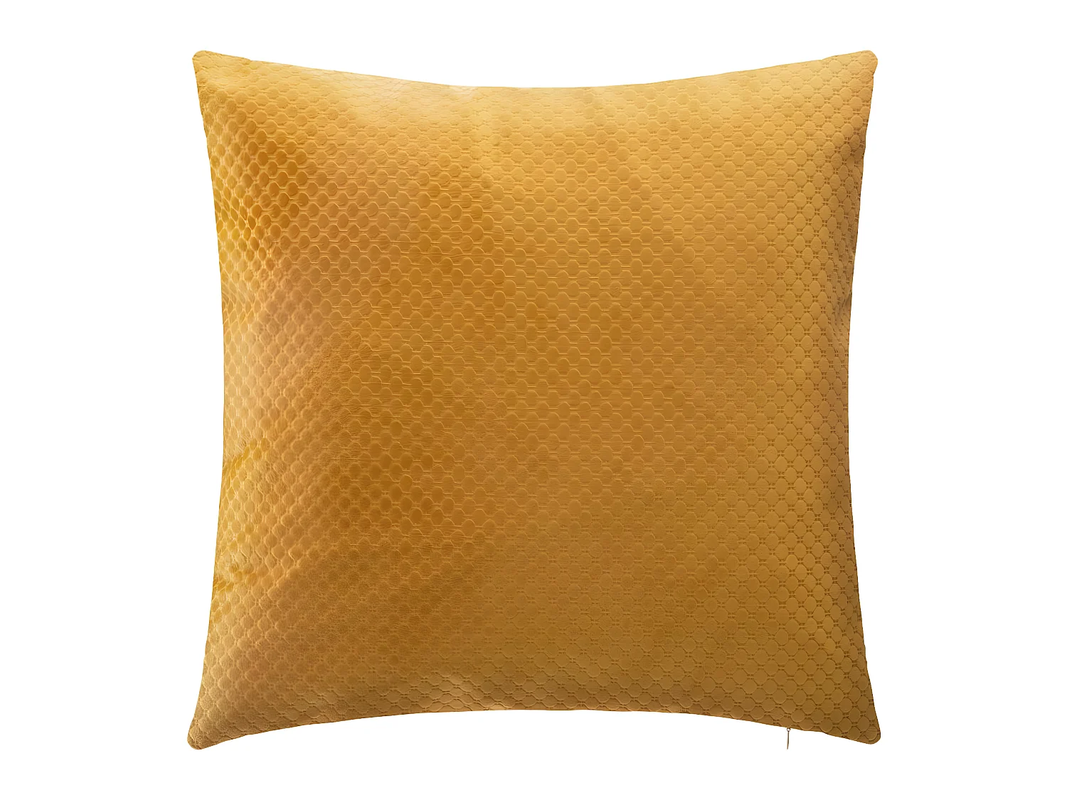 Coussin déhoussable en Velours Ocre motif en relief 45 x 45 cm