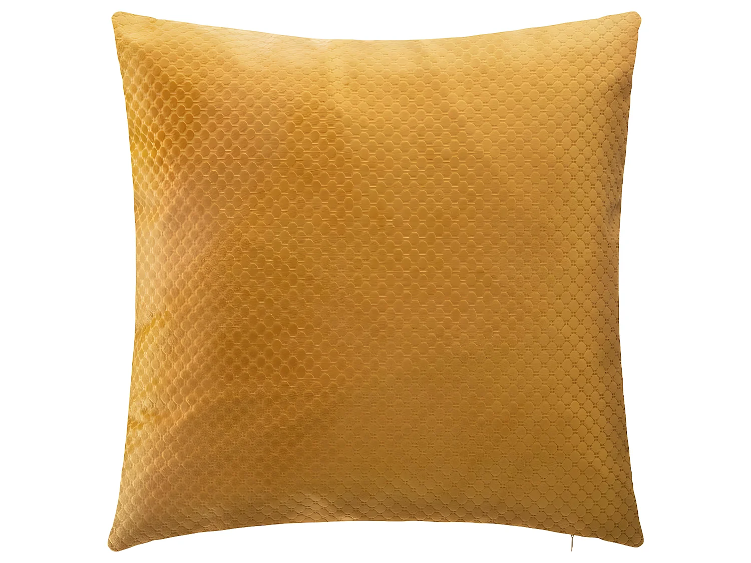 Coussin déhoussable en Velours Ocre motif en relief 45 x 45 cm