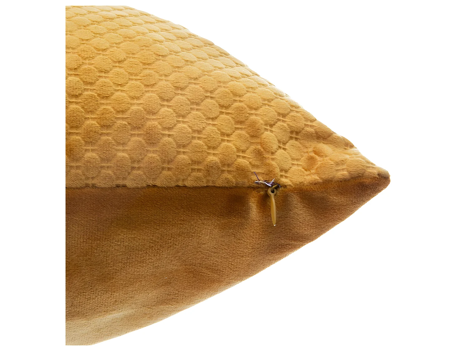 Coussin déhoussable en Velours Ocre motif en relief 45 x 45 cm