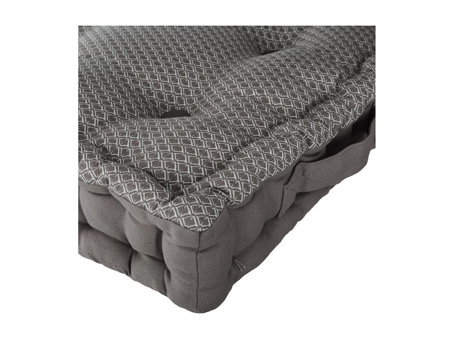 Coussin de sol en Coton Gris motif Otto  40 x 40 cm