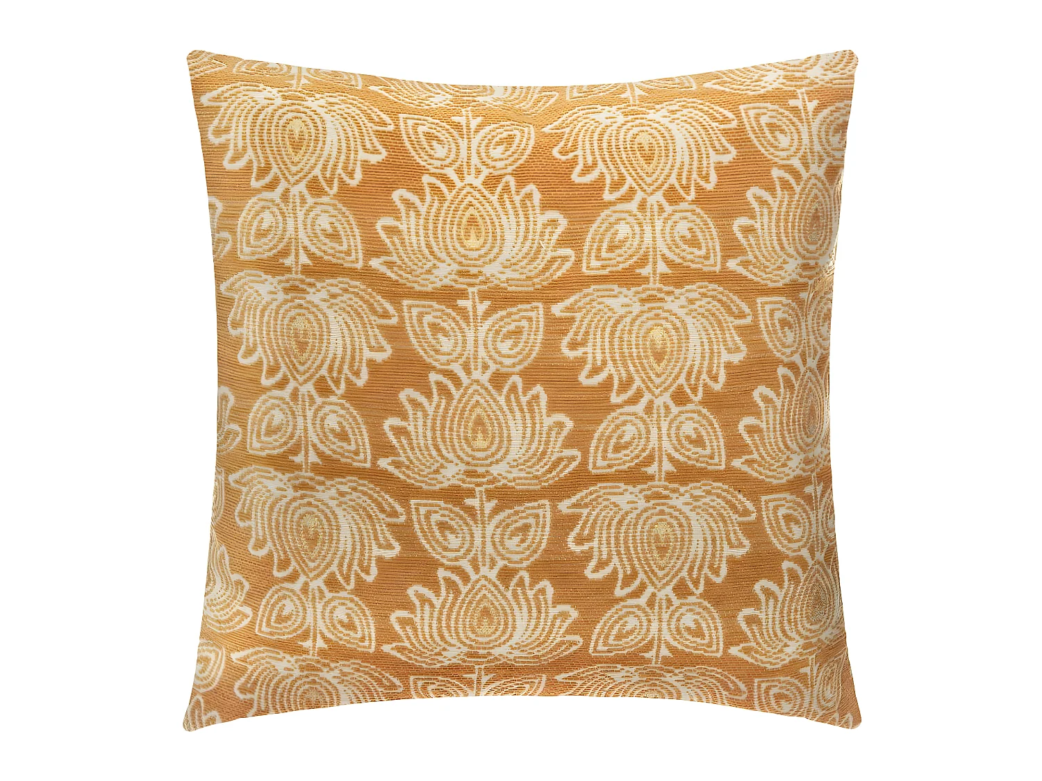 Housse de Coussin chenille Fleur Ocre 40 x 40 cm