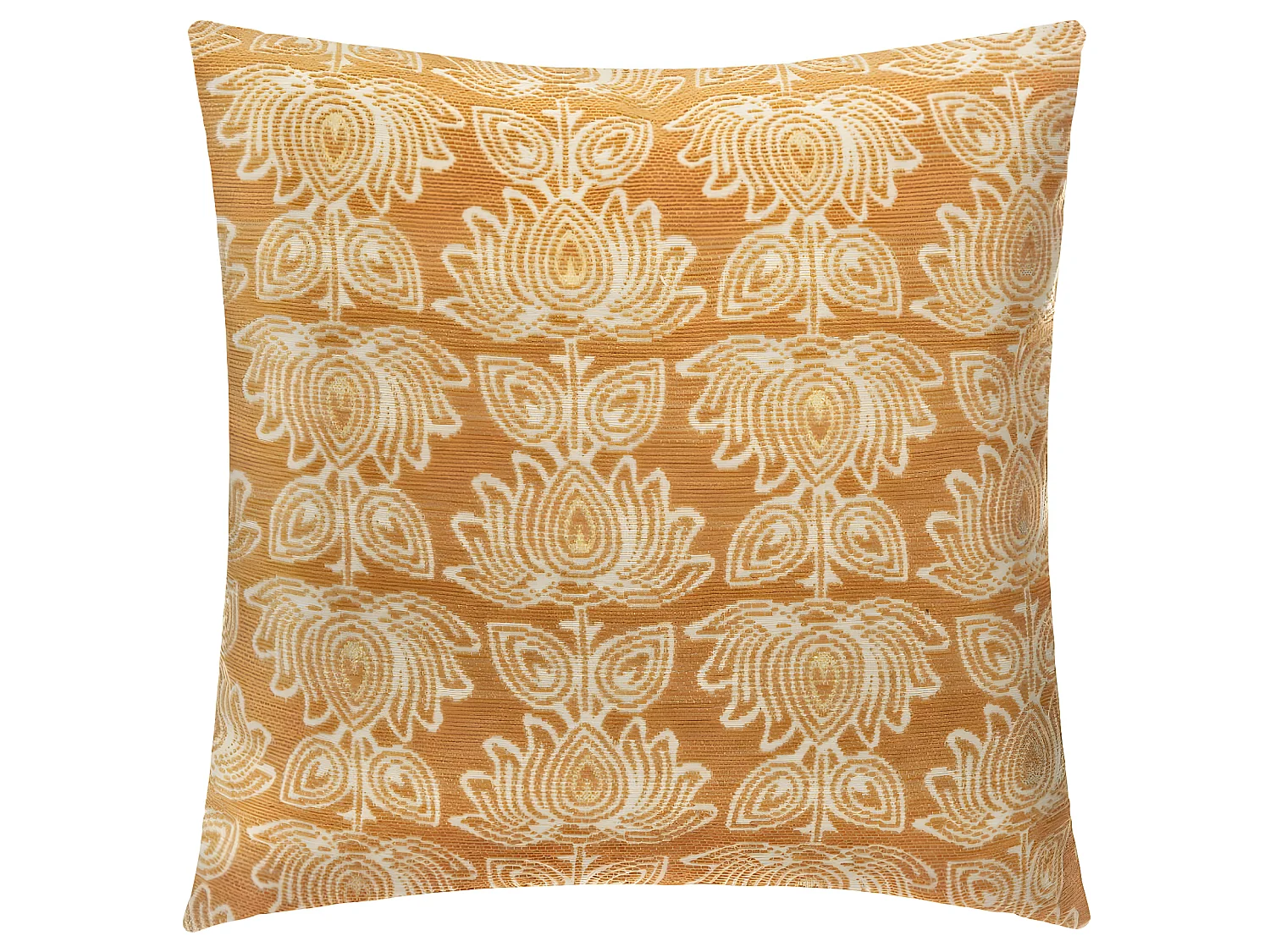Housse de Coussin chenille Fleur Ocre 40 x 40 cm